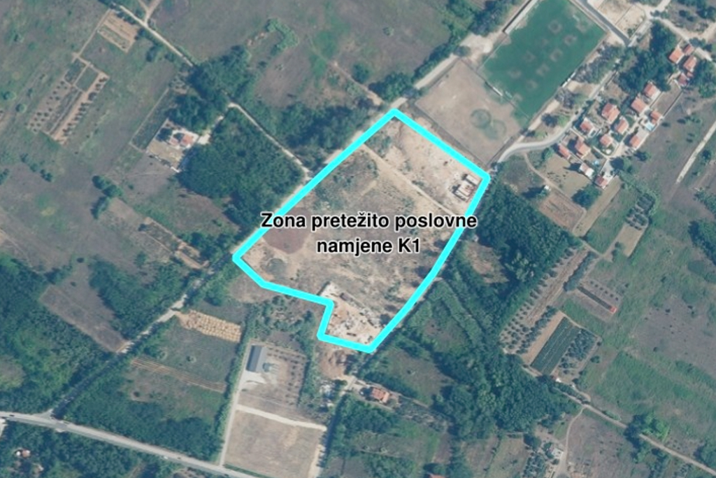 Prikaz mape zone pretežito popslovne namjene K1